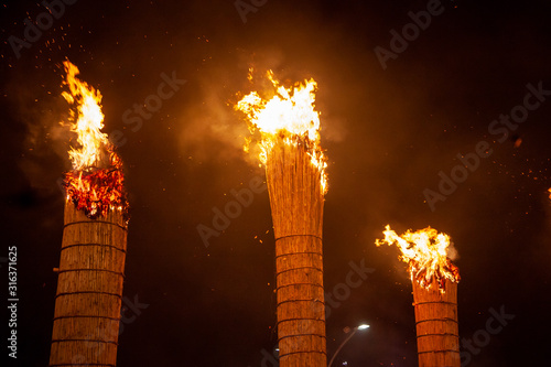 Fara Filiorum Petri, Chieti, Abruzzo, Italy, Europe - January 16 2020: The folklore festival of Farchie in Fara Filiorum Petri in Saint Anthony of Abate day. Fire ritual of pagan origins. photo