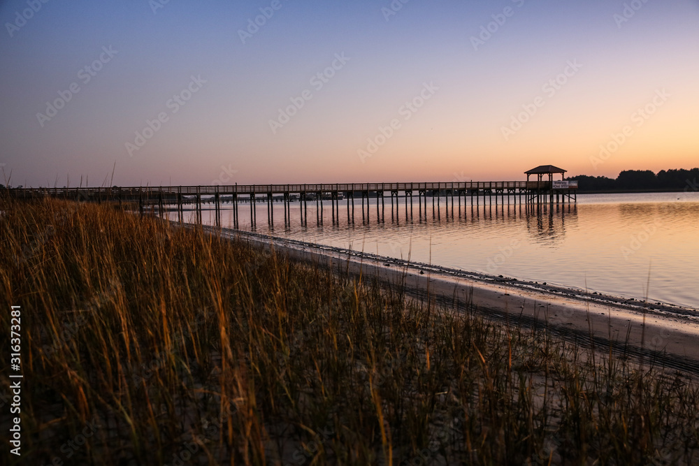 Peaceful sunset at the beach in Wilmington North Carolina