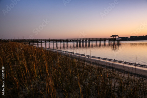 Peaceful sunset at the beach in Wilmington North Carolina