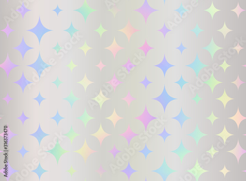 Holographic foil. Seamless pattern. Wonderful wallpaper. Modern hologram hipster design. Stars pattern. Beautiful rainbow background. Colorful texture. Iridescent art. Trendy stylish design neon color