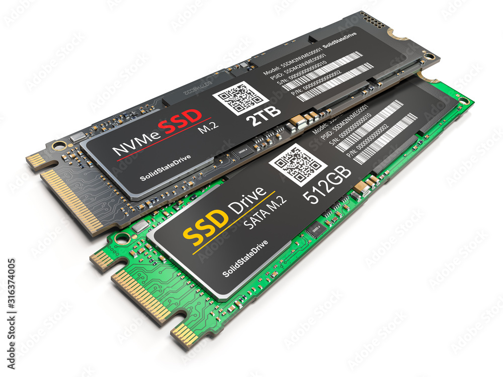 Different SSD M2 disk drive isolated on white background. Different SSD M2 disk drive isolated on white background.