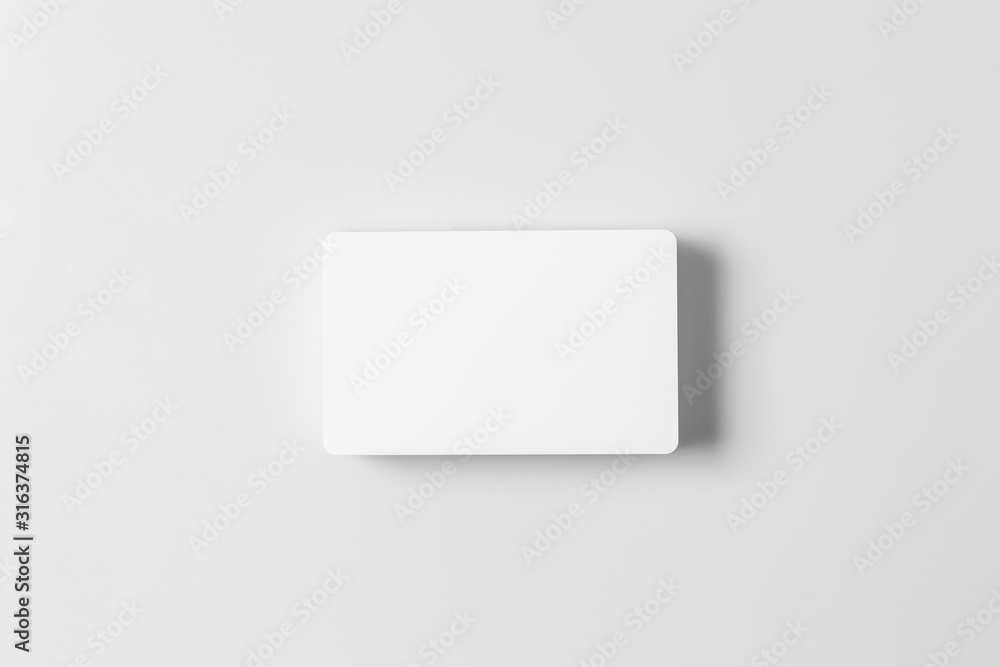 Stack of white blank credit cards mockup on white background. Stack of white blank credit cards mockup on white background.