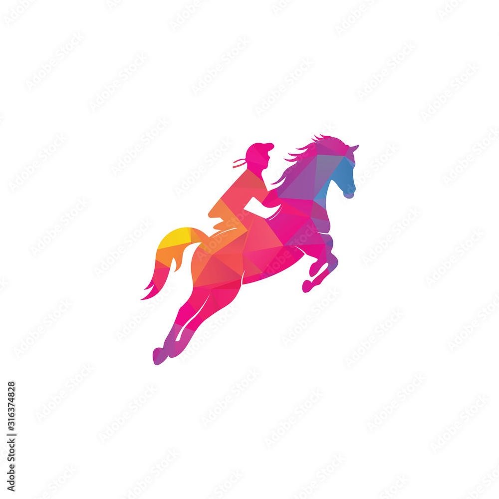 Racing horse with jockey Logo Design icons. Equestrian sport logo ...