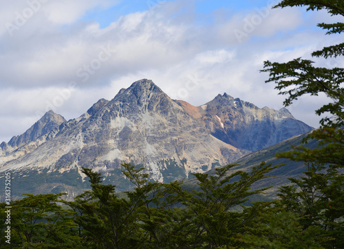 Rugged mountain landscape seen from Tierra del Fuego National Park