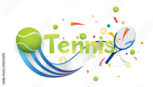 Tennis sports banner or poster design. Vector abstract colored sports background.
