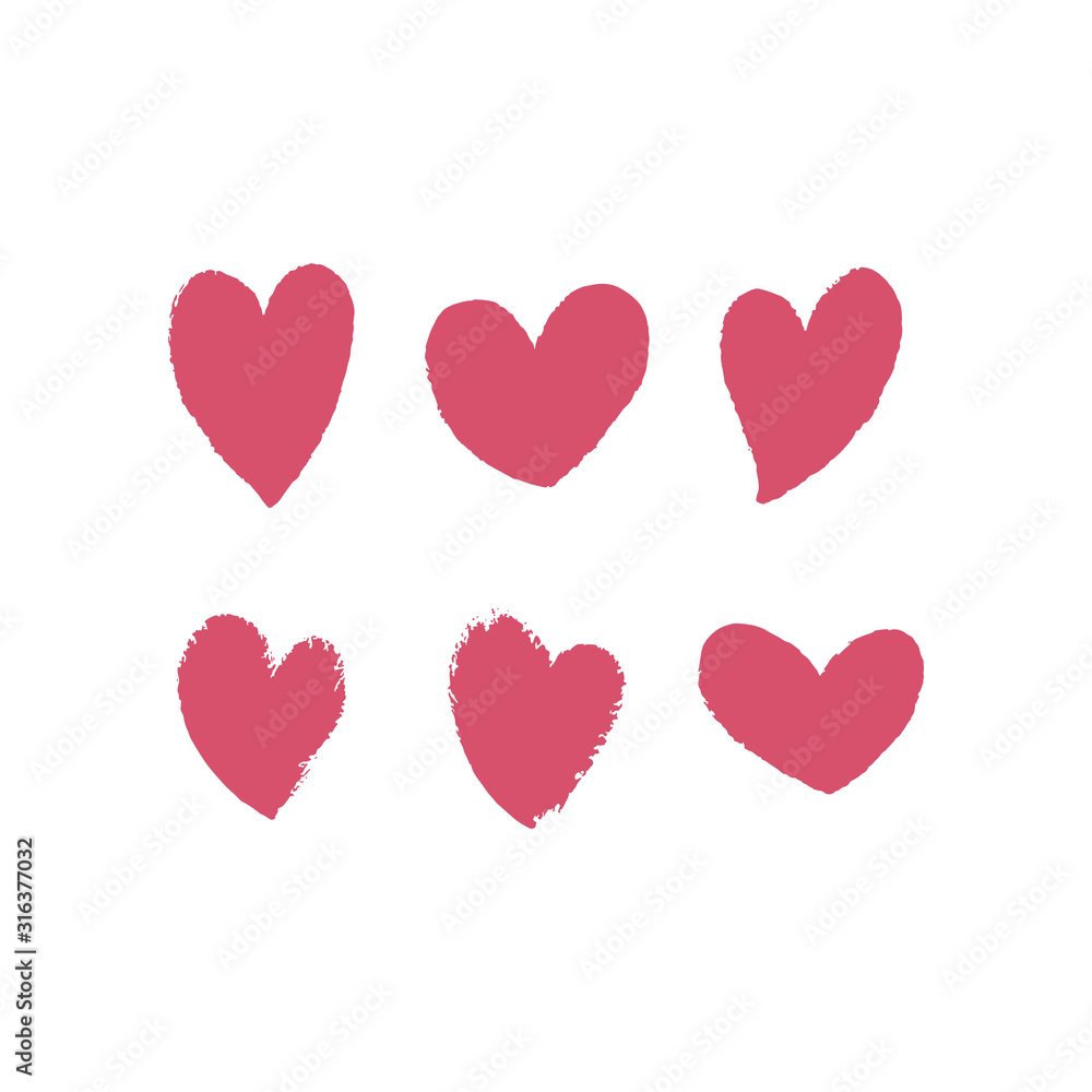 Set of hand drawn hearts. Vector illustration. Set of hand drawn hearts. Vector illustration.