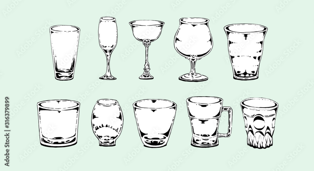 グラス各種のシンプルな手書きイラスト Stock Vector Adobe Stock