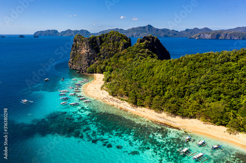 Top view of Helicopter Dilumacad island. Beautiful Philippines, El Nido, Palawan - Tour C