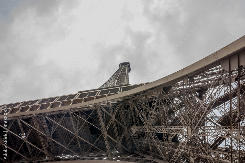 rare view of the eiffel tower