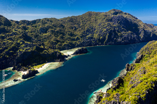 Top view of Helicopter Dilumacad island. Beautiful Philippines, El Nido, Palawan - Tour C