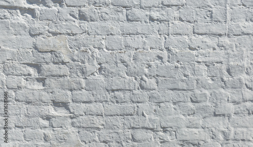White brick wall closeup texture.