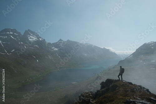 Hike to Volandstinden mountain where is a great view t ofredvang bridge. famous tourist spot near to reine.