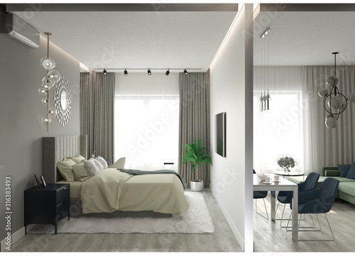 modern apartment interior, 3D illustration