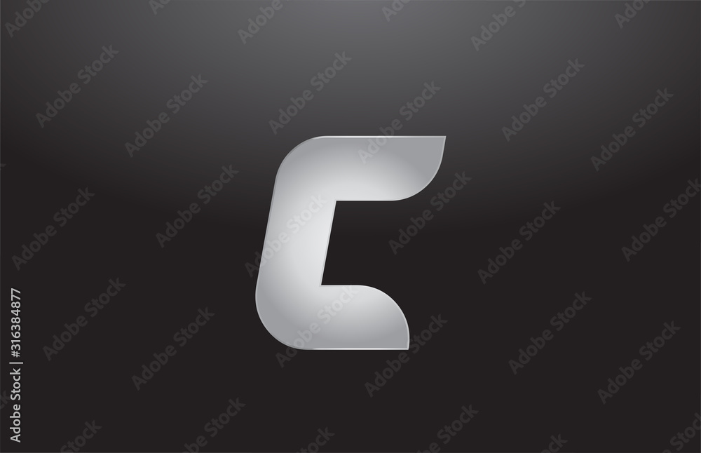 metal alphabet letter silver C grey logo business company design icon template metal alphabet letter silver C grey logo business company design icon template
