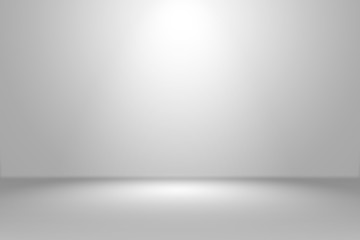 Abstract empty white and gray gradient soft light background of studio room for art work design.