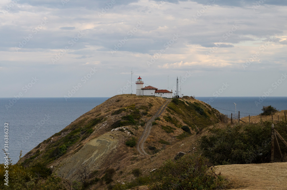 Lighthouse on the cape Emine in the early evening Lighthouse on the cape Emine in the early evening