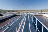 Modern wastewater treatment plant. Tanks for aeration and biological purification of sewage by using active sludge