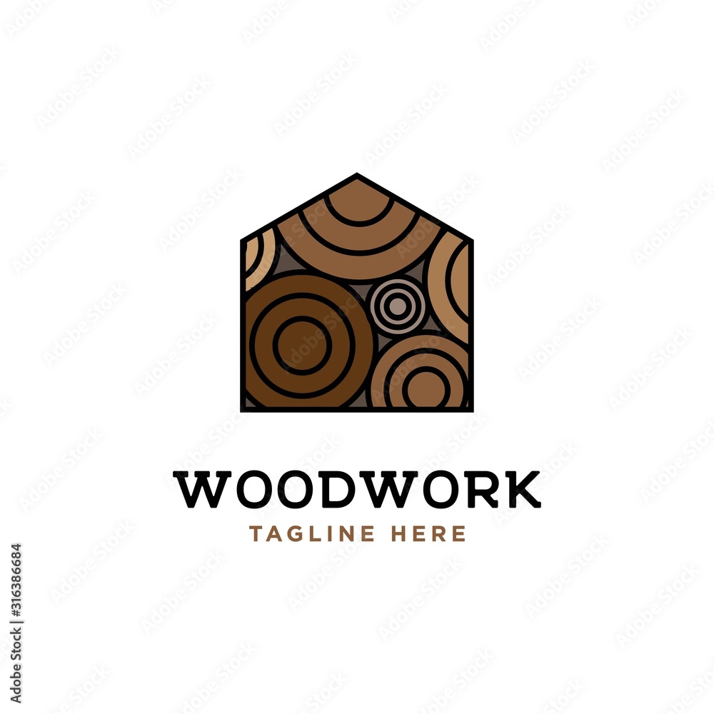 Wood house illustration logo design vector template. Wood house illustration logo design vector template.