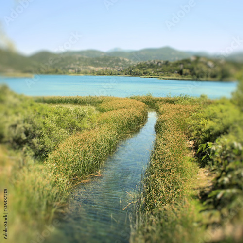 peaceful nature of the Bacina lakes, Ploce, Croatia