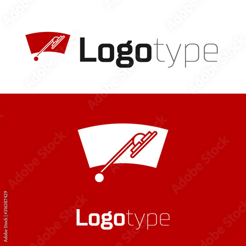 Red Windscreen wiper icon isolated on white background. Logo design template element. Vector Illustration