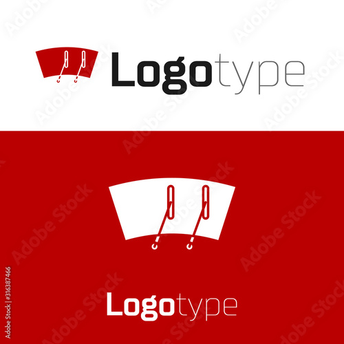 Red Windscreen wiper icon isolated on white background. Logo design template element. Vector Illustration