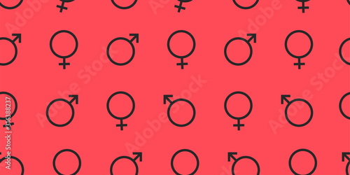 Gender male and female symbol icon seamless pattern