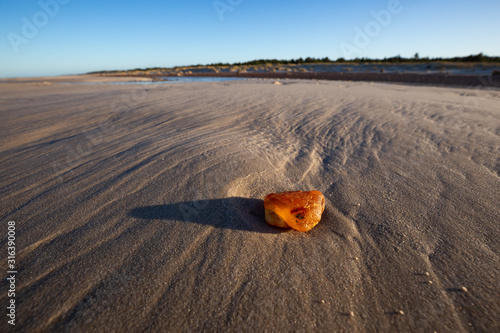 Obraz na płótnie Amber on the beach in the Slowinski National Park. Czolpino, Leba, Poland. w salonie