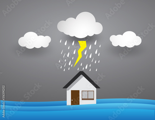 Rain and flood , storm, vector