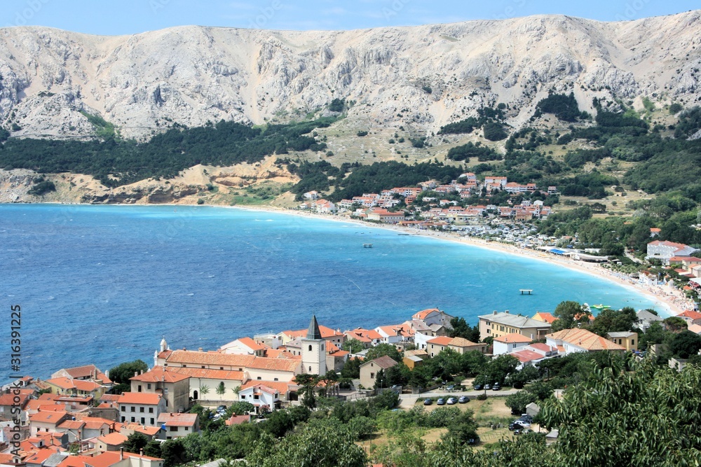 view on Baska, island Krk, Croatia