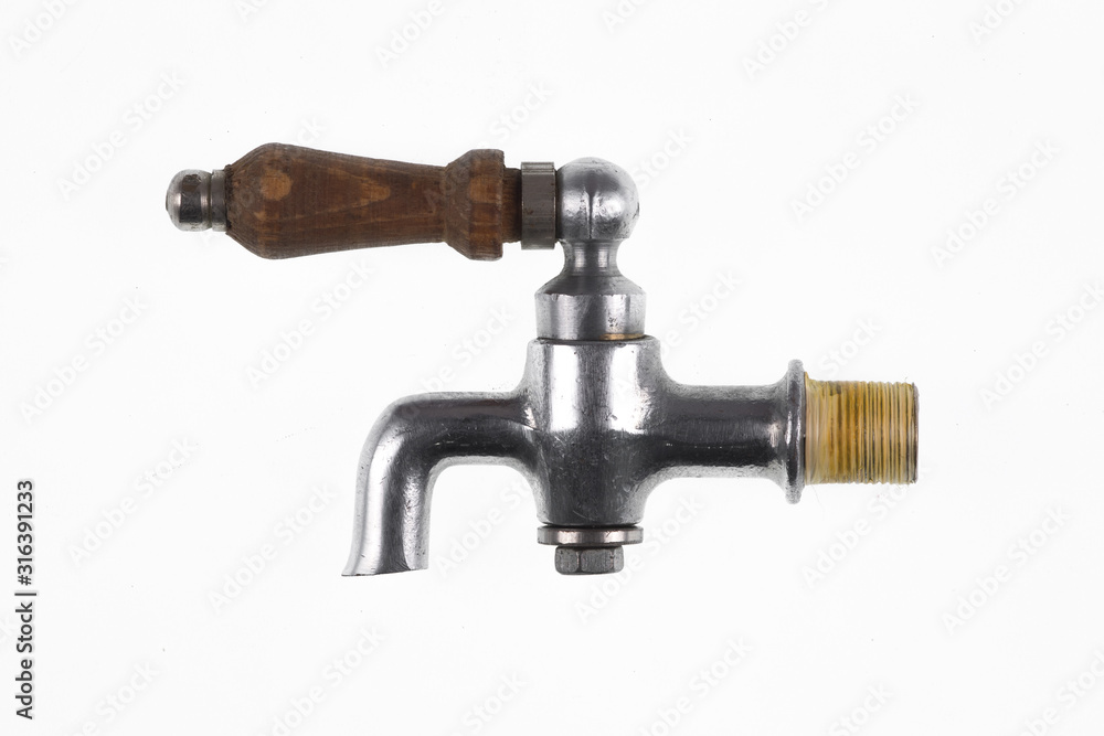 vintage water tap isolated on white background