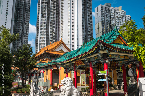  Traditional  historic Chinese architecture in Wong Tai Sin Temple  a touristic landmark in Hong Kong