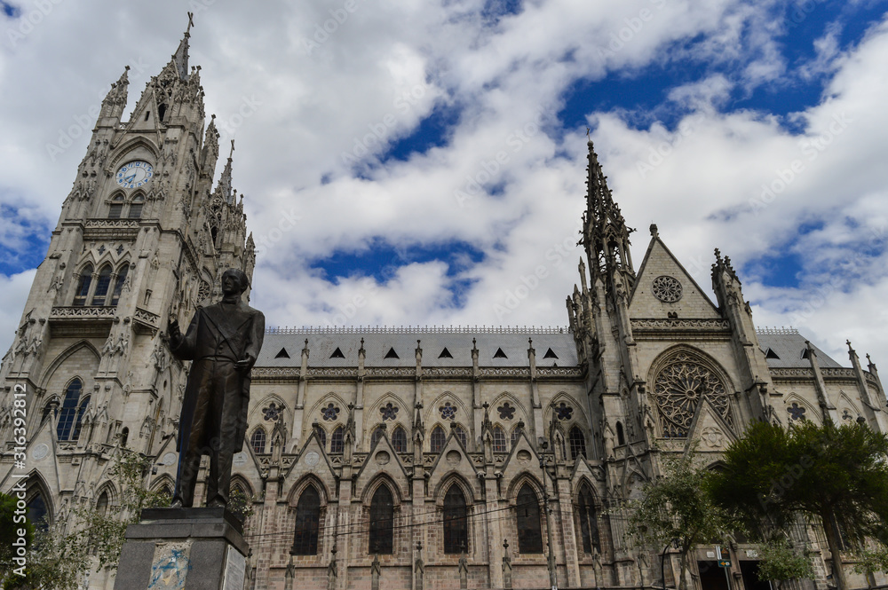 Quito/Ecuador: view of city cathedral. art and gothic architecture