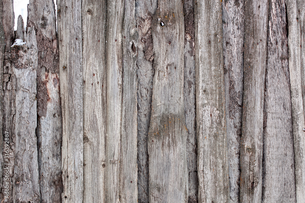 old rustic board fence, wood texture and structure, natural color, background