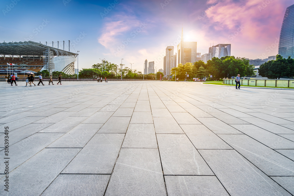 square and building in city of Guangzhou China