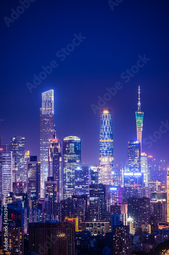 night view in city of Guangzhou China