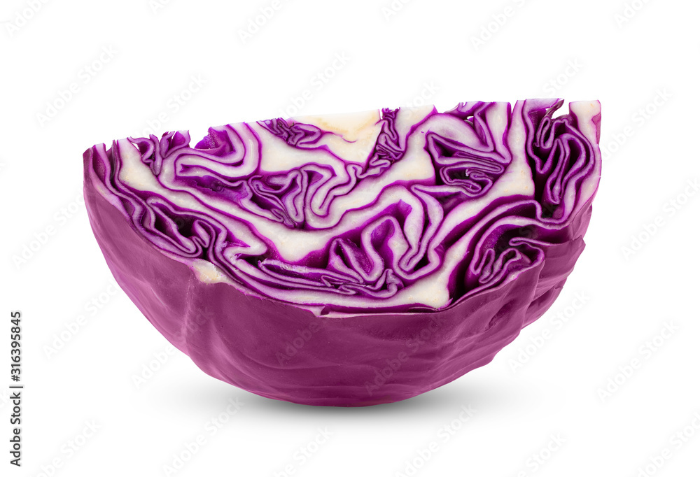 slice red cabbage isolated on white background slice red cabbage isolated on white background