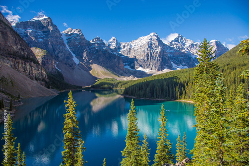 Moraine Lake in the Valley of the Ten Peaks in Banff National Park in the Canadian Rockies in Alberta Canada photo