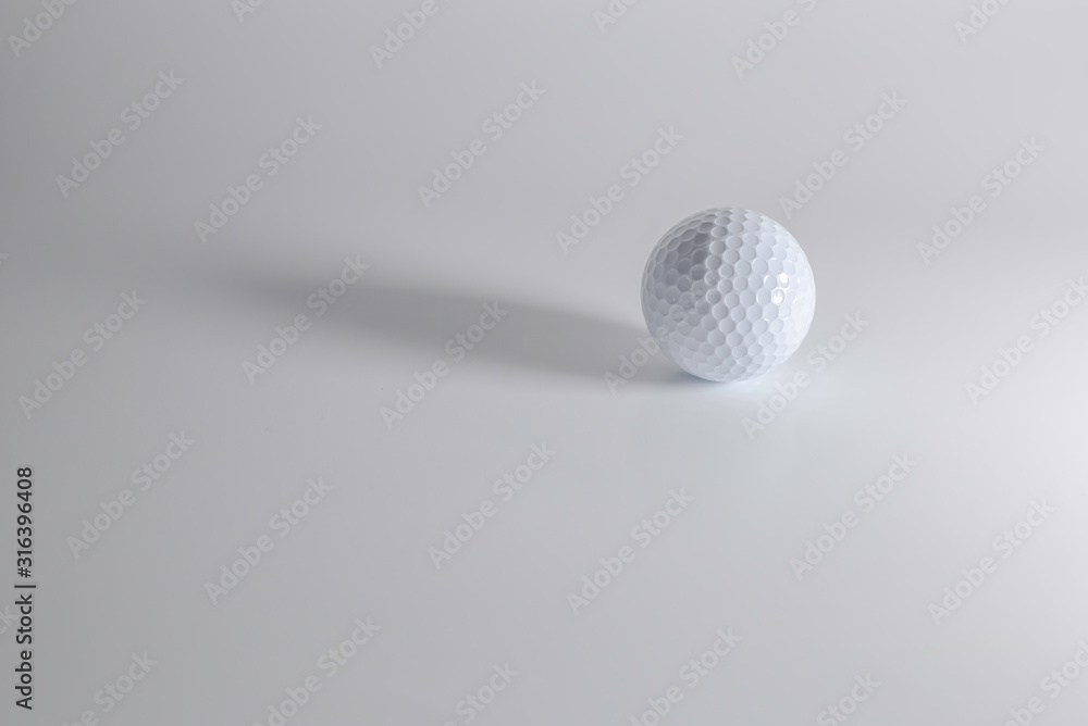 golf ball on white background film style golf ball on white background film style