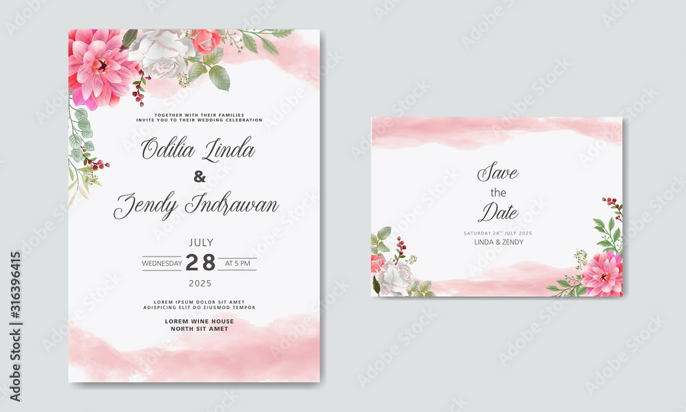 romantic and beautiful flower wedding cards invitation