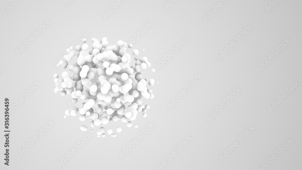 Abstract black and white background. 3D render. A shapeless mass of particles. Molten metal. Bulk liquid mass. Abstract black and white background. 3D render. A shapeless mass of particles. Molten metal. Bulk liquid mass.