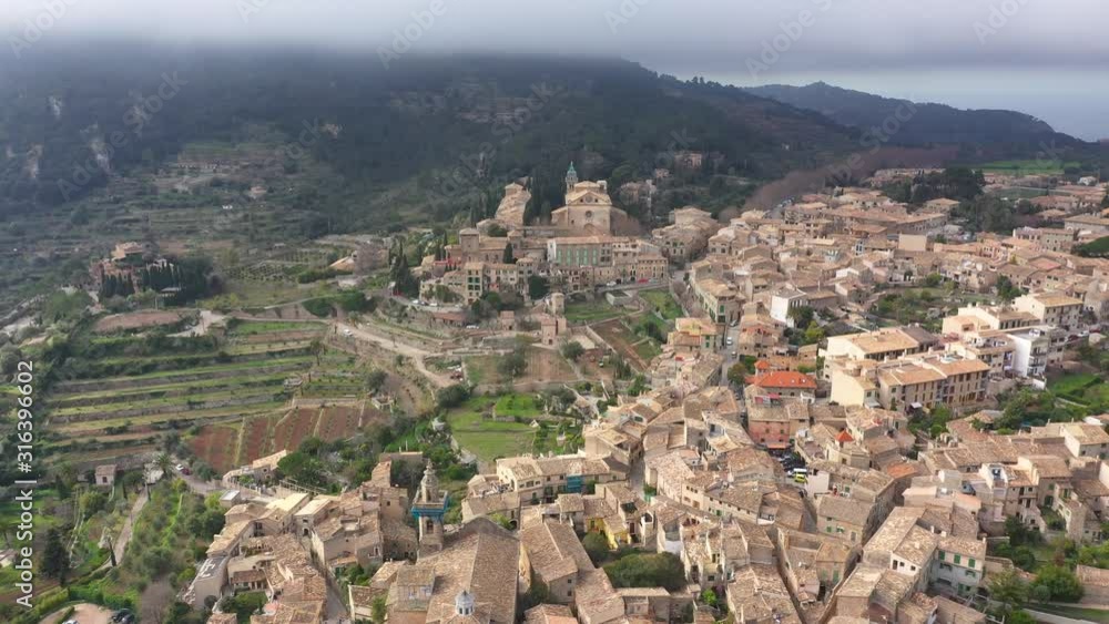 Aerial view of the old resort town Valldemossa in Mallorca, Spain Aerial view of the old resort town Valldemossa in Mallorca, Spain