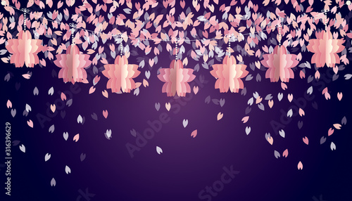 background of a shower of cherry blossoms