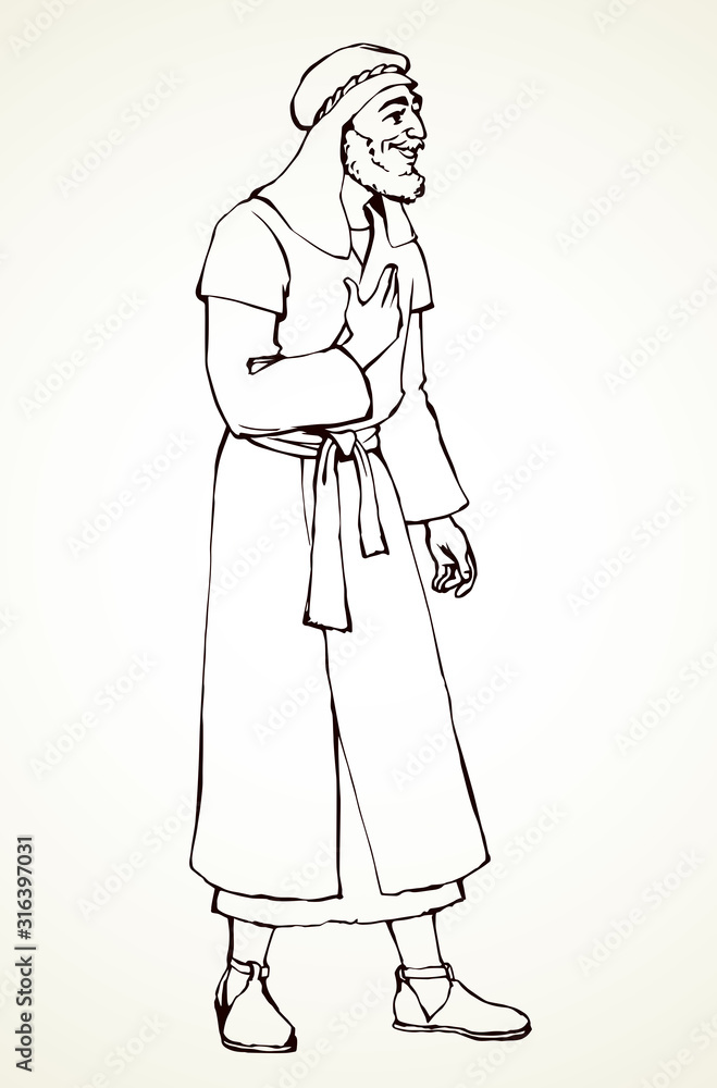 Jewish man in old clothes. Vector drawing Jewish man in old clothes. Vector drawing