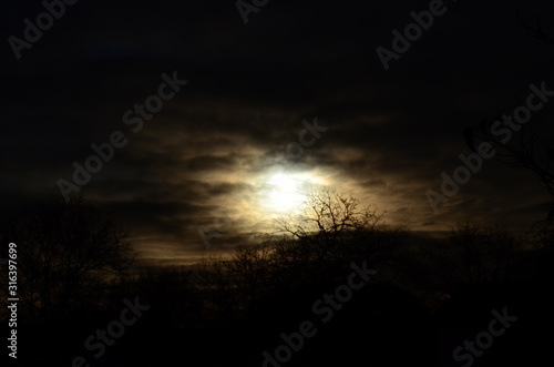 abstract background full moon and clouds