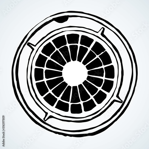 Round manhole cover. Vector drawing