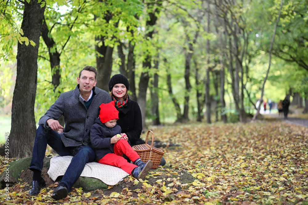Young family with children on a walk