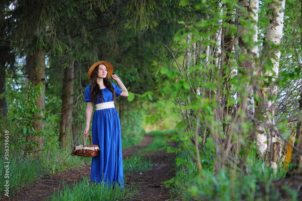 Girl in the countryside in the evening Girl in the countryside in the evening