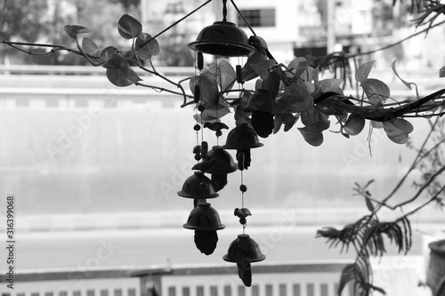 Monochrome hanging archaic bells