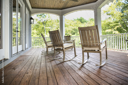 Rocking Chairs on a Southern Porch in rural area