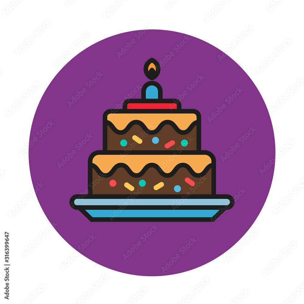 Birthday cake icon. Concept of happy Birthday. Vector illustration.